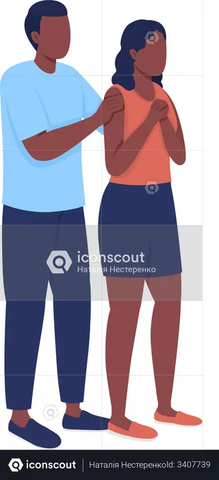 Jeune couple inquiet  Illustration