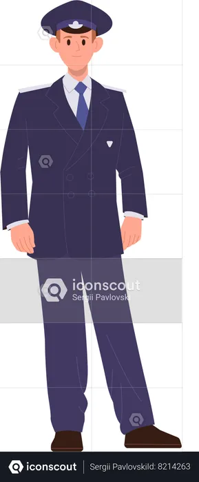 Conducteur de train en uniforme fournissant un service ferroviaire  Illustration