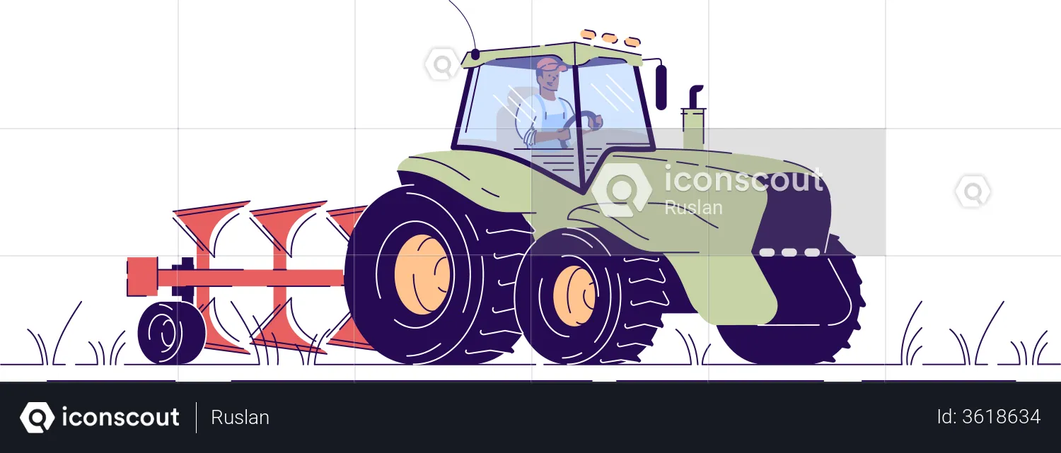 Conductor de tractor  Ilustración