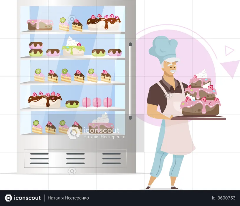 Confectionery shop showcase  Illustration