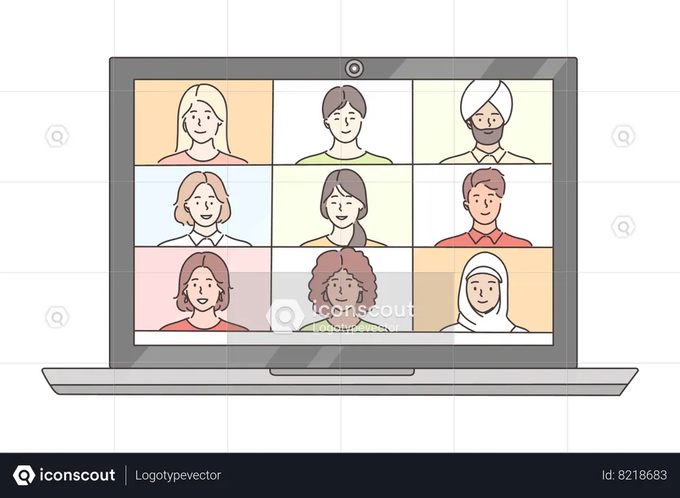 Conference video call and remote project management  Illustration