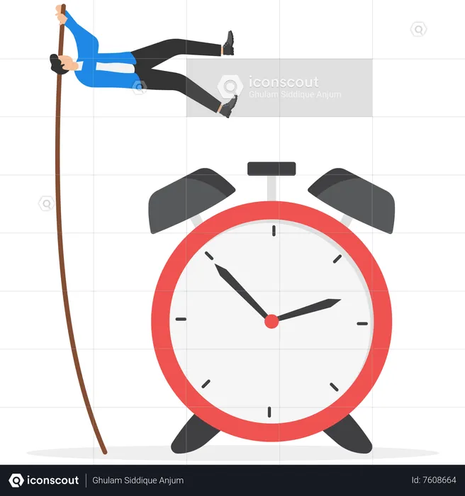 Confiance homme d'affaires employé travailleur sauter au fil du temps en passant l'horloge  Illustration