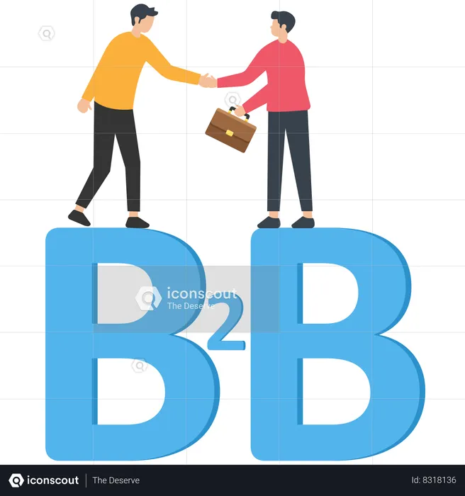 Confidence businessmen partner handshake to agree business deal on alphabet B2B  Illustration