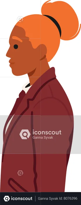 Confident Adult Woman Giving Profile View  Illustration