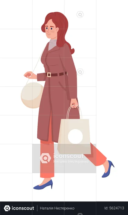 Confident adult woman wearing fashionable coat  Illustration