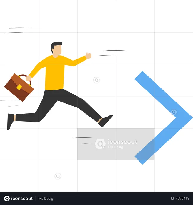 Confident ambitious businessman walking forward with arrow  Illustration