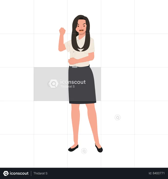Confident and Empowering University Student in Uniform  Illustration