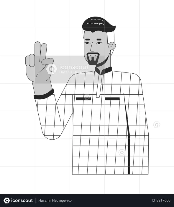 Confident arab man victory sign  Illustration