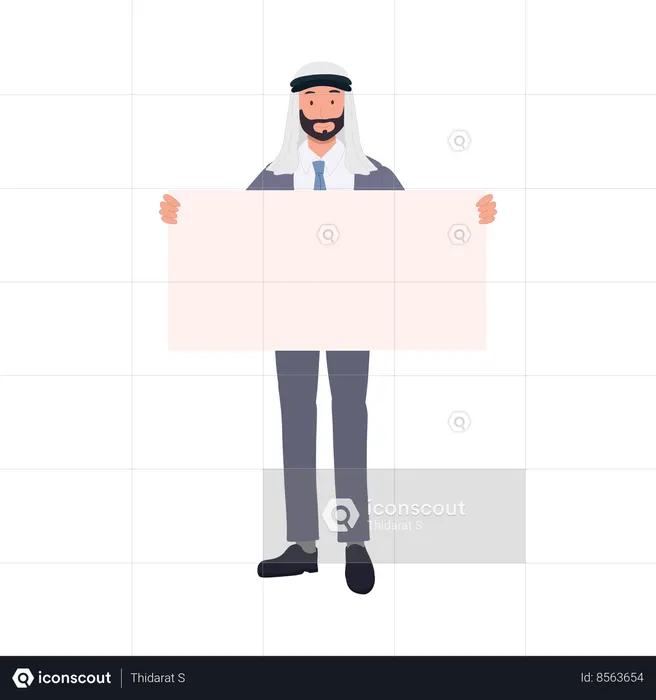 Confident Arabic Businessman Presenting Message  Illustration