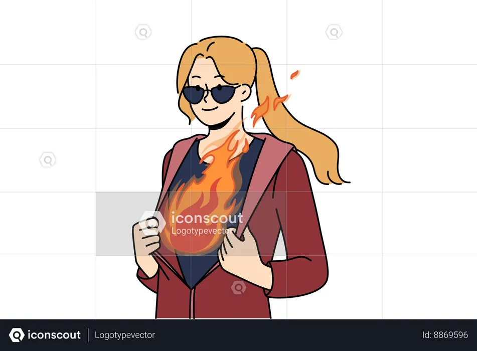 Confident businesswoman have fire in her soul  Illustration