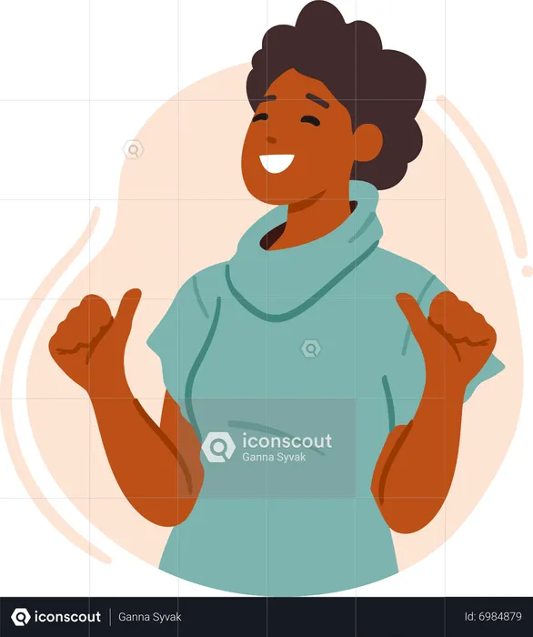 Confident Female Pointing Towards Herself  Illustration