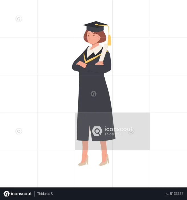 Confident Graduate in Cap and Gown  Illustration