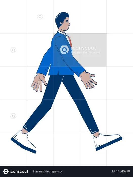비즈니스 복장을 하고 앞으로 걸어가는 자신감 넘치는 인도 남자  일러스트레이션