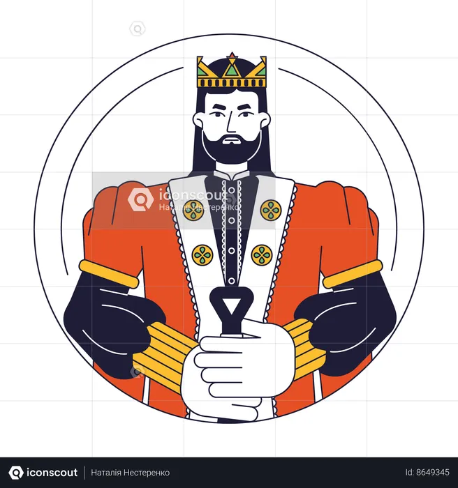 Confident king in golden crown  Illustration