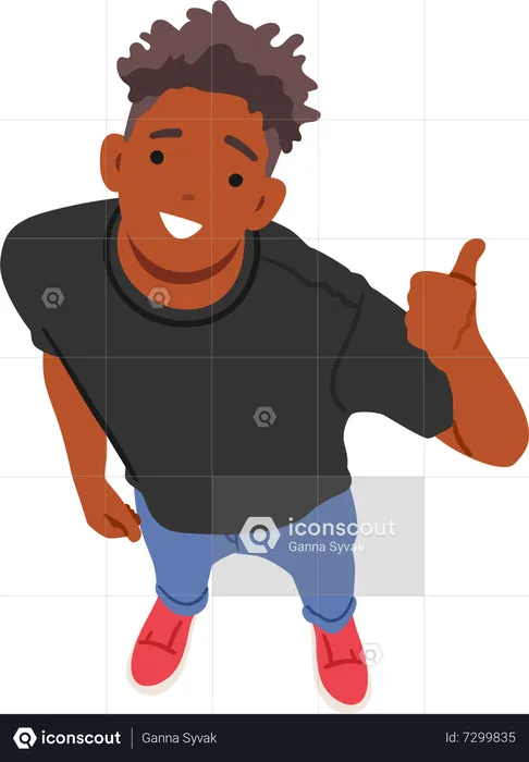 Confident Man Giving Thumb Up Gesture  Illustration