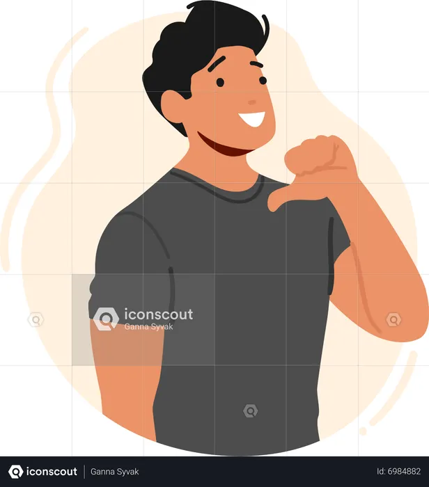 Confident Man Pointing At Himself With A Big Smile  Illustration