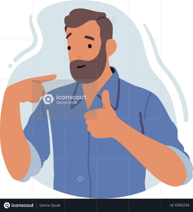 Confident Man Pointing To Himself With Cheerful Expression  Illustration