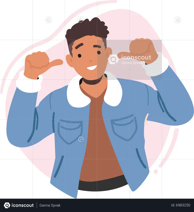 Confident Man Pointing Towards Himself With Beaming Smile On Face  Illustration
