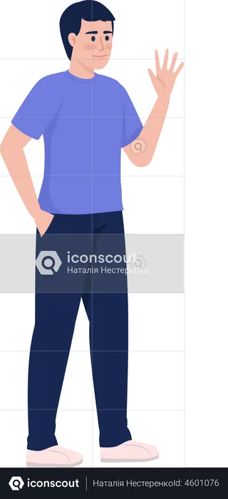 Confident man waving hand  Illustration