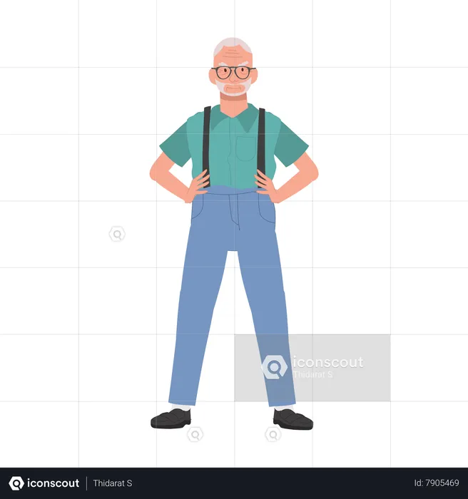 Confident Senior man Standing Gracefully  Illustration