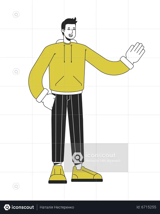 Confident stylish man waving hand  Illustration