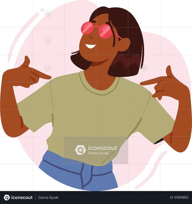 Confident Woman Pointing At Herself With Positive Expression Symbolizing Self-love  Illustration