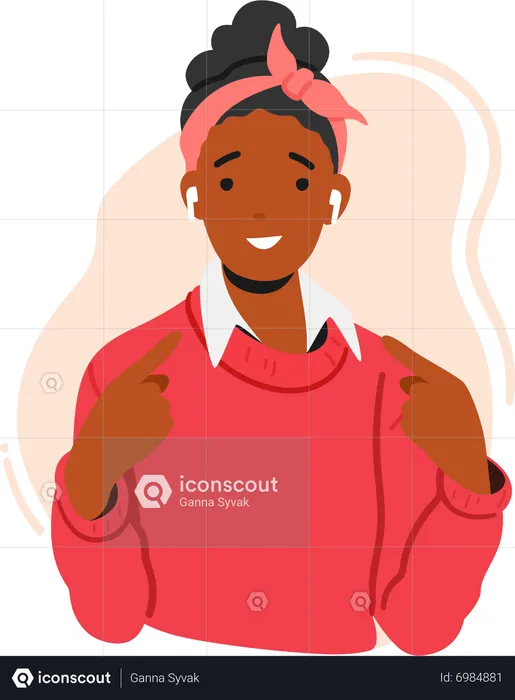 Confident Woman Pointing To Herself  Illustration