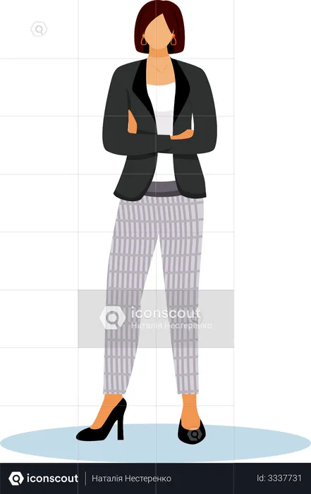 Confident woman standing with crossed arms  Illustration