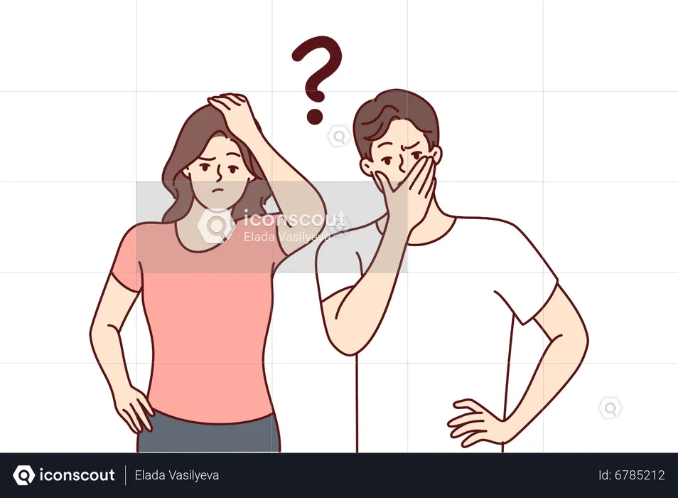 Confuse couple  Illustration