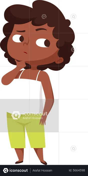 Confused African Girl  Illustration