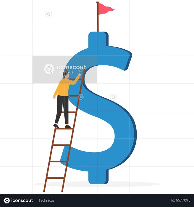 Confused businessman getting money growth  Illustration