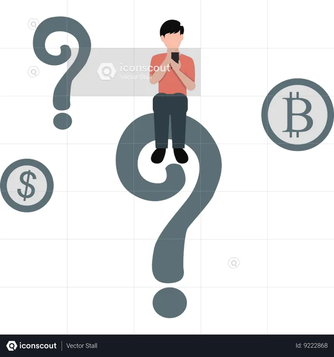 Confused businessman is doing online payment  Illustration