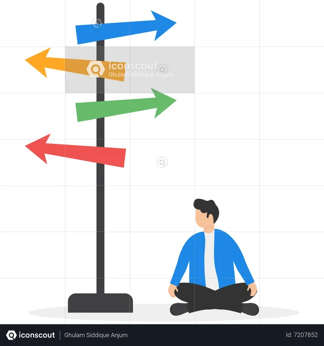 Confused businessman looking for direction  Illustration