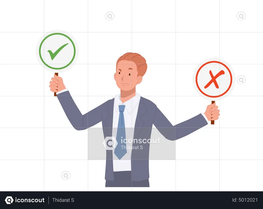 Confused businessman making decision  Illustration