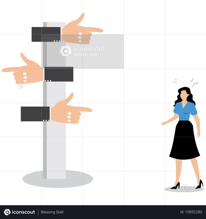 Confused Businesswoman looking at direction  Illustration