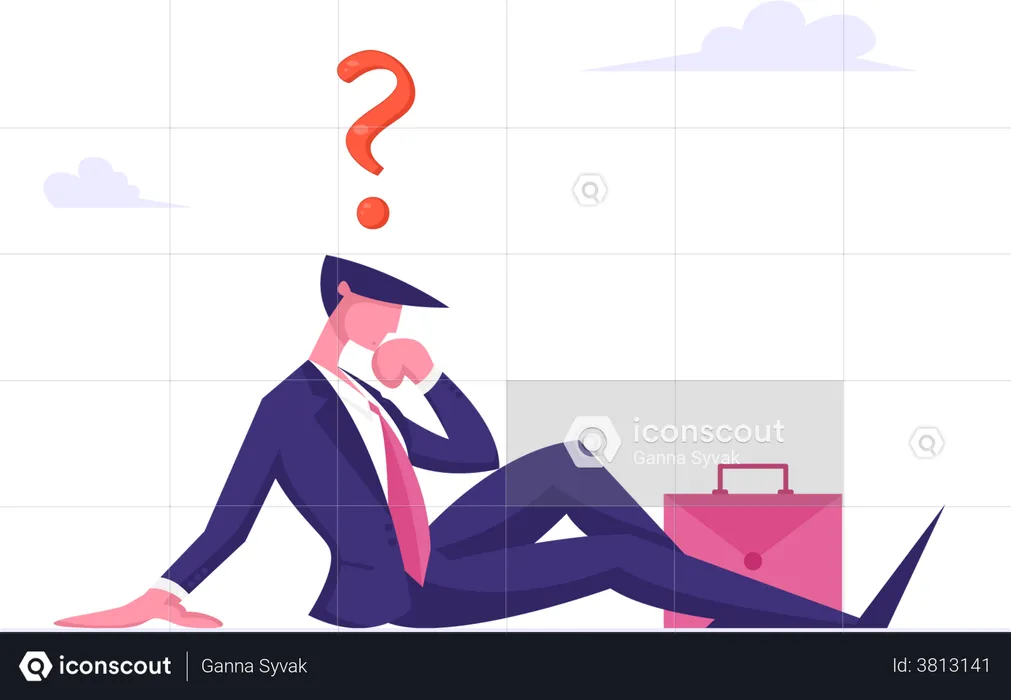 Confused employee thinking about new job  Illustration