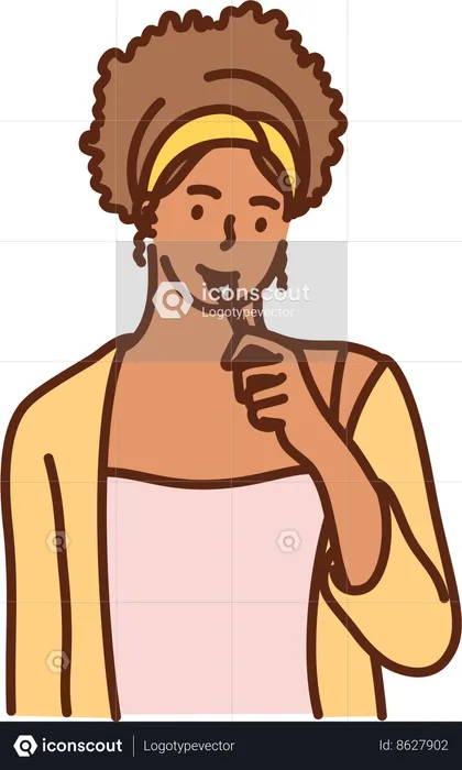 Confused Girl is licking pen  Illustration