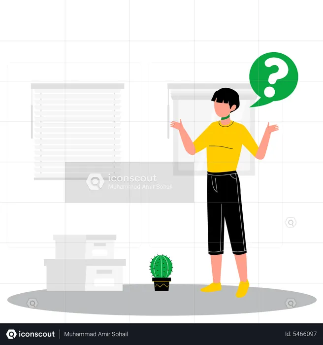 Confused man thinking about question  Illustration