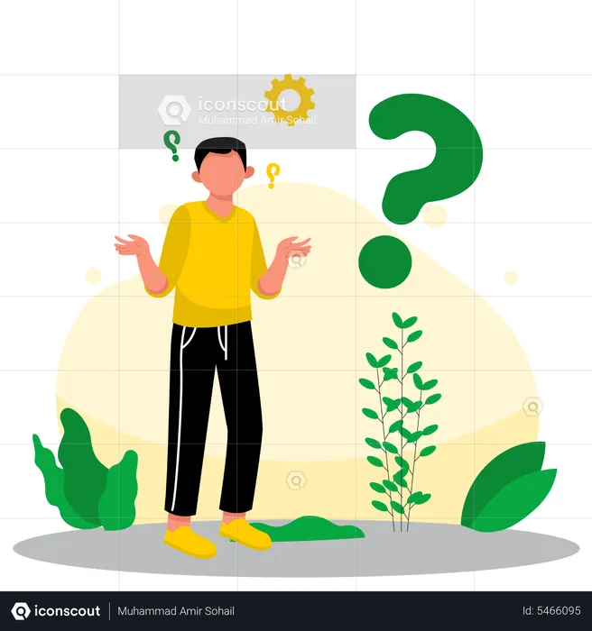 Confused man with question  Illustration