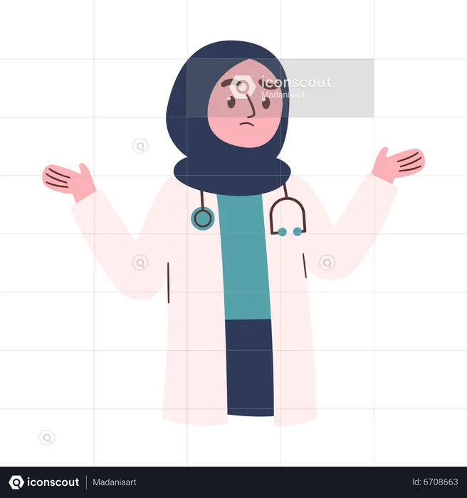 Confused Muslim Female Doctor  Illustration