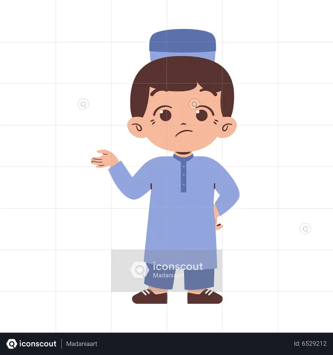 Confused muslim kid  Illustration