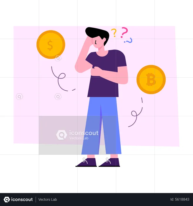 Confused Person about purchasing bitcoin  Illustration