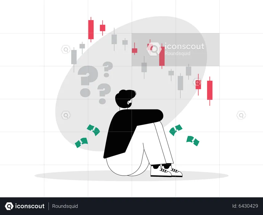 Confused trader to place buy or sell order  Illustration