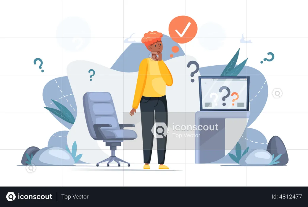 Confused Woman Looking At Screen  Illustration