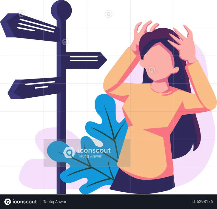 Confused woman on decision making  Illustration
