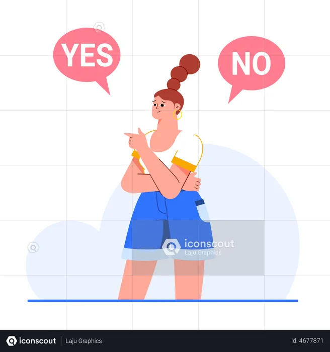 Confused woman trying to make choice  Illustration