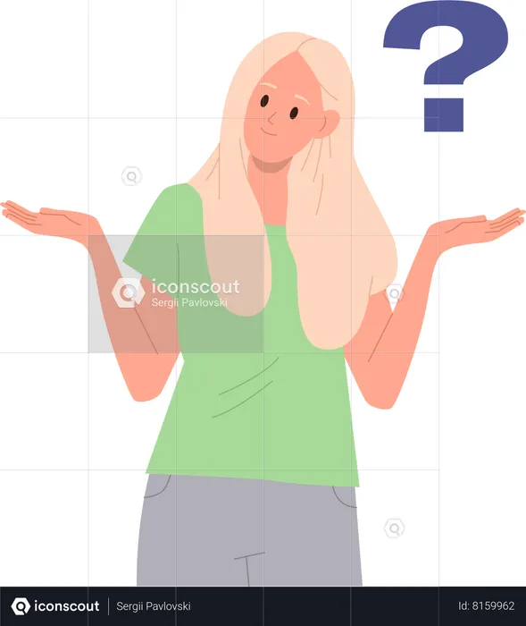 Confused woman with question mark  Illustration