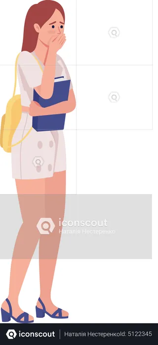 Confused woman with textbook  Illustration