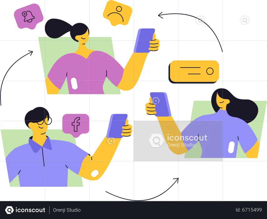 Connect with other on social Media  Illustration