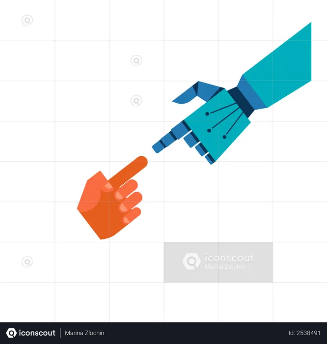 Connexion entre le robot et l'humain  Illustration